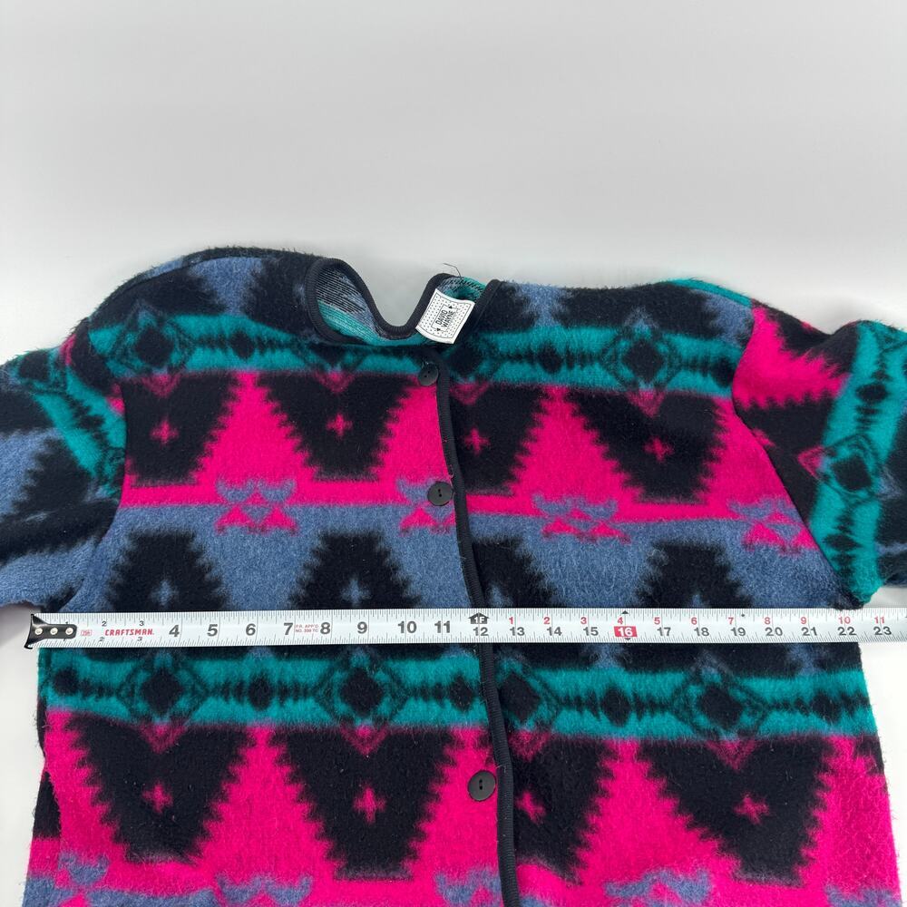 VTG David Wayne 80s Aztec Womens Sz Medium Button Down Fleece Cardigan - Picture 7 of 7